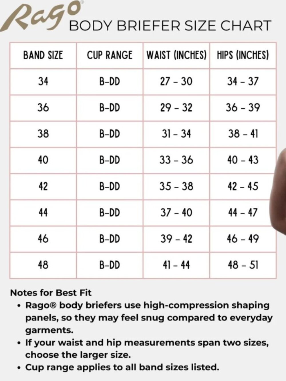 NWT Rago 9357 Body Briefer Shapewear Extra Firm Shaping, Mocha/Black - Picture 5 of 5
